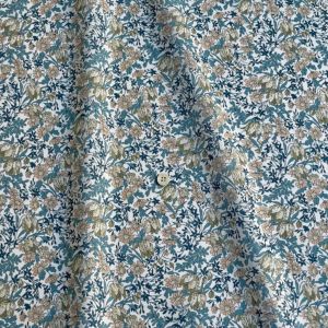 LIBERTY FABRICS リバティプリント イタリア製オーガニックタナローン生地＜Francesca Tulip＞(フランチェスカ・チューリップ)【ブルーグリーン】157J918-24CU  | オーガニックタナローン | リバティ・ファブリックス正規販売店｜生地の通販メルシー