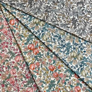 LIBERTY FABRICS リバティプリント イタリア製オーガニックタナローン生地＜Francesca Tulip＞(フランチェスカ・チューリップ)【ブルーグリーン】157J918-24CU  | オーガニックタナローン | リバティ・ファブリックス正規販売店｜生地の通販メルシー