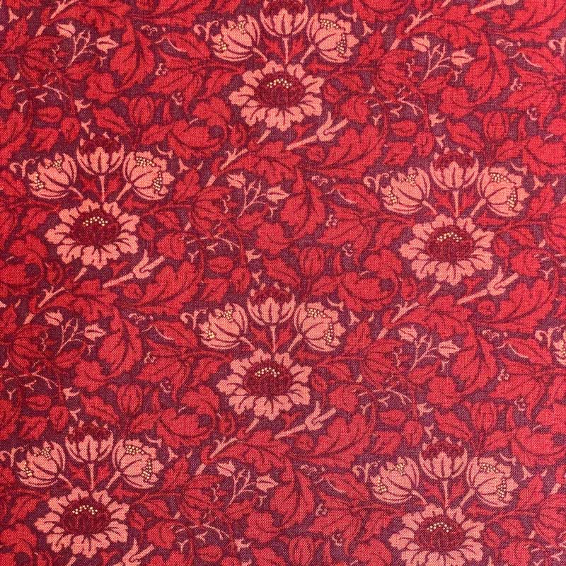 moda fabrics(モダ・ファブリックス)William Morris ウィリアムモリス シーチング生地＜FLOWERING  SCROLL＞（フラワーリング スクロール）CRIMSONクリムゾン 33492-23 | William Morris(moda fabric) |  リバティなど生地の通販・メルシー