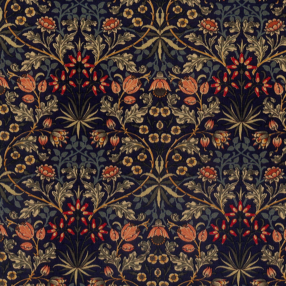 moda fabrics(モダ・ファブリックス)William Morris ウィリアムモリス シーチング生地＜HYACINTH  1900-1912＞（ヒヤシンス）INDIGOインディゴ 33496-18