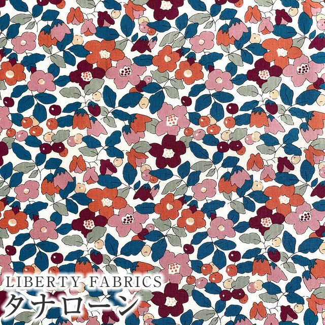 LIBERTY FABRICS リバティプリント 国産タナローン生地(エターナル)＜Betsy Berry＞(ベッツィベリー)【ピンク×オレンジ】36302107BE  | タナローン（国産） | リバティ・ファブリックス正規販売店｜生地の通販メルシー