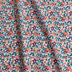 LIBERTY FABRICS リバティプリント 国産タナローン生地(エターナル)＜Betsy Berry＞(ベッツィベリー)【ピンク×オレンジ】36302107BE  | タナローン（国産） | リバティ・ファブリックス正規販売店｜生地の通販メルシー