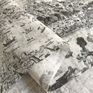 LIBERTY FABRICS リバティプリント 国産フランダースリネン生地＜Story Island＞(ストーリーアイランド)【グレー】3631144-21BL  | フランダースリネン | リバティ・ファブリックス正規販売店｜生地の通販メルシー