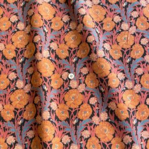 LIBERTY FABRICS リバティプリント コーデュロイ(コール天)生地＜Maud's  Posy＞(モーヅ・ポージー)【オレンジ】3634221S63-J24A | コーデュロイ | リバティ・ファブリックス正規販売店｜生地の通販メルシー