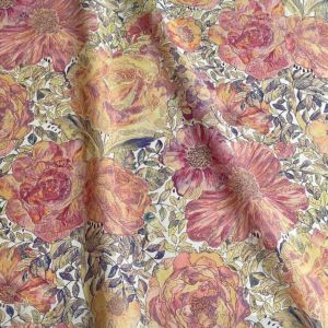 LIBERTY FABRICS リバティプリント 国産リサイクルナイロンリップストップ生地(エターナル)＜Rose Xanthe＞(ローズザンジー)【ピンク/オレンジ】3635180AR  | リサイクルナイロンリップストップ | リバティ・ファブリックス正規販売店｜生地の通販メルシー