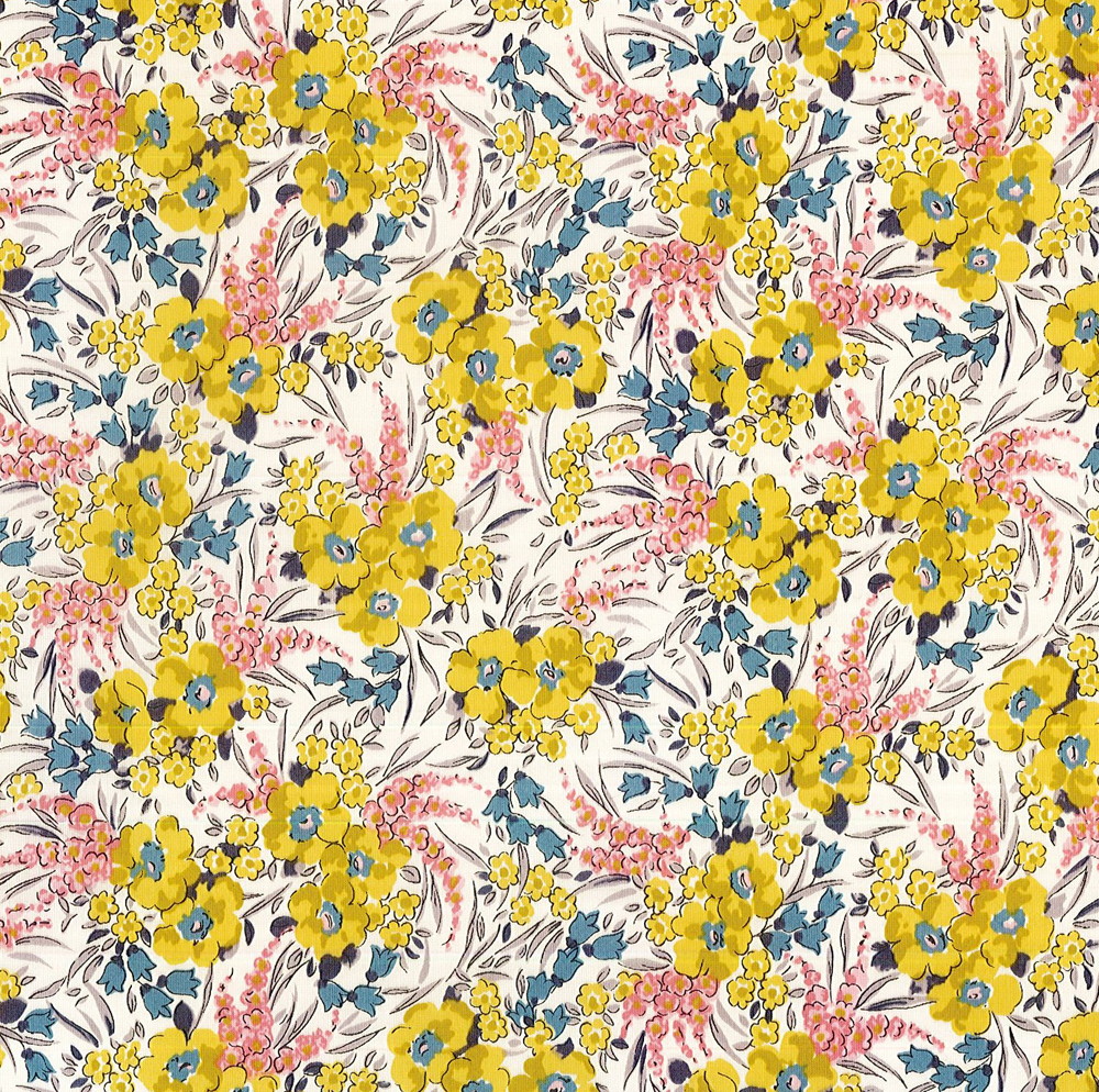 LIBERTY FABRICS リバティプリント 国産タナローン生地(エターナル)＜Swirling Petals＞(スワイリングペタルス)3638150YE  | 2020年廃盤エターナル | リバティ・ファブリックス正規販売店｜生地の通販メルシー