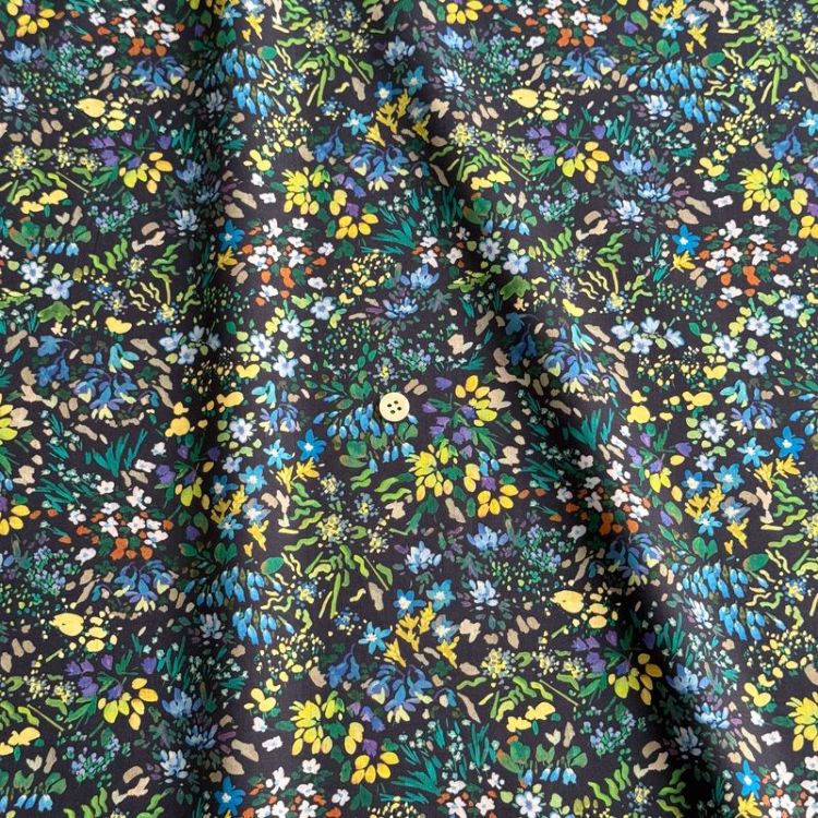 【美品】コンパニーアイタリアーナ　イタリア製　ファー　ポンチョ　グリーン LIBERTY FABRICS リバティプリント イタリア製タナローン生地