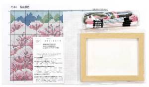 刺しゅうキット(専用額付き) 4月桜山景色 12ヶ月の小さな花風景