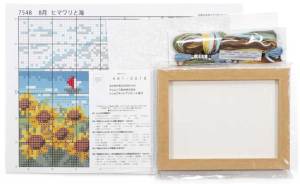 刺しゅうキット(専用額付き) 8月ヒマワリと海 12ヶ月の小さな花