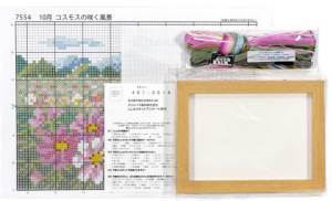 刺しゅうキット(専用額付き) 10月コスモスの咲く風景 12ヶ月の