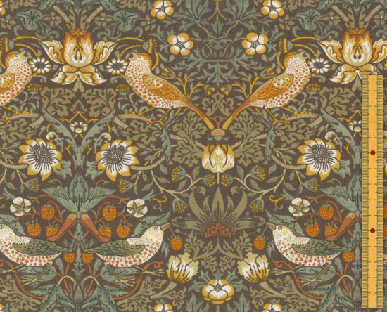 moda fabrics(モダ・ファブリックス)William Morris ウィリアムモリス シーチング生地＜Strawberry  Thief＞(ストロベリースィーフ)いちご泥棒＜SAGE(セージ)＞8176-31