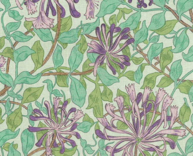 moda fabrics(モダ・ファブリックス)William Morris ウィリアムモリス シーチング生地＜Honeysuckle＞(ハニーサックル)GRASS  LAVENDER グラスラベンダー 8362-66 | William Morris(moda fabric) | リバティ・ファブリックス正規販売店｜ 生地の通販メルシー