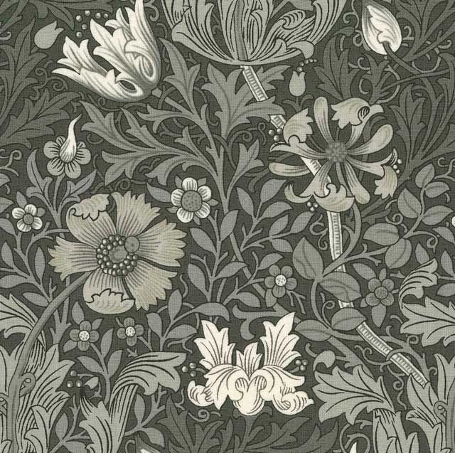 moda fabrics(モダ・ファブリックス)William Morris ウィリアムモリス  シーチング生地＜Compton＞（コンプトン）CHARCOAL チャコール 8383-14