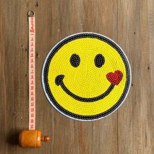 スパンコールスマイルワッペン 縫付ワッペン ビッグワッペン[デコ