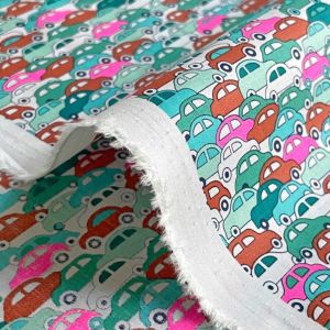 LIBERTY FABRICS リバティプリント 国産タナローン生地【2023SS Neon Liberty ネオンリバティ】＜Cars Neon＞( カーズネオン)【グリーン/ピンクネオン】DC32678-J23F | 2023年春夏追加柄(Neon Liberty) | リバティ ・ファブリックス正規販売店｜生地の通販メルシー