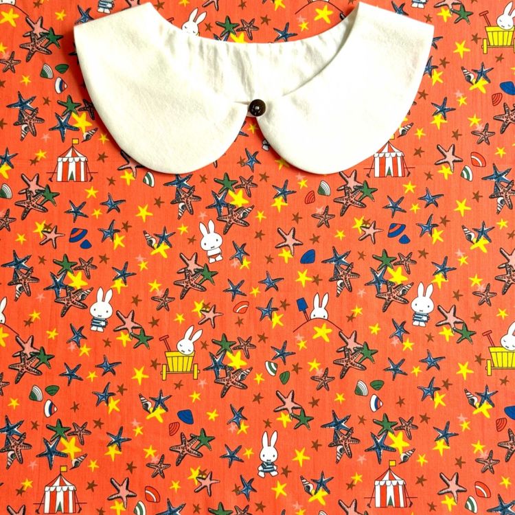 MO-3647 子供帯 リバーシブル 桜 不規則な丸模様 橙色 金糸 The Miffy Picture Book Collection by Liberty ミッフィー×リバティ