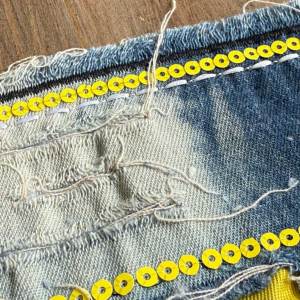 ダメージ加工デニムワッペン 縫付ワッペン ビッグワッペン[デコ