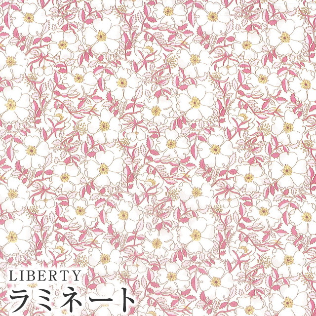 LIBERTYリバティプリント 国産つや消しラミネート(ビニールコーティング生地)【エターナル】＜May Morris＞(メイモリス)【ピンク】MATLAMI1229214WE  | ラミネート加工 | リバティなど生地の通販・メルシー