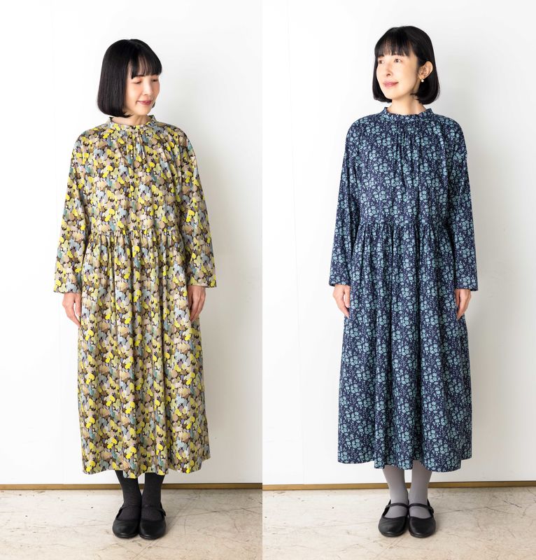 リバティプリント「MERCI × May Me × LIBERTY FABRICS」パターンオーダー ワンピース タナローン使用 M/L 日本製  MayMe-OnePiece | メルシー本店10周年記念コレクション | リバティ・ファブリックス正規販売店｜生地の通販メルシー