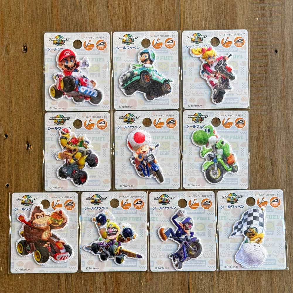 チョロQ マリオカート7IR ピーチ キノピオ ヨッシー ドンキーコング マリオカートワールド シール・アイロン接着両用ワッペン マリオ