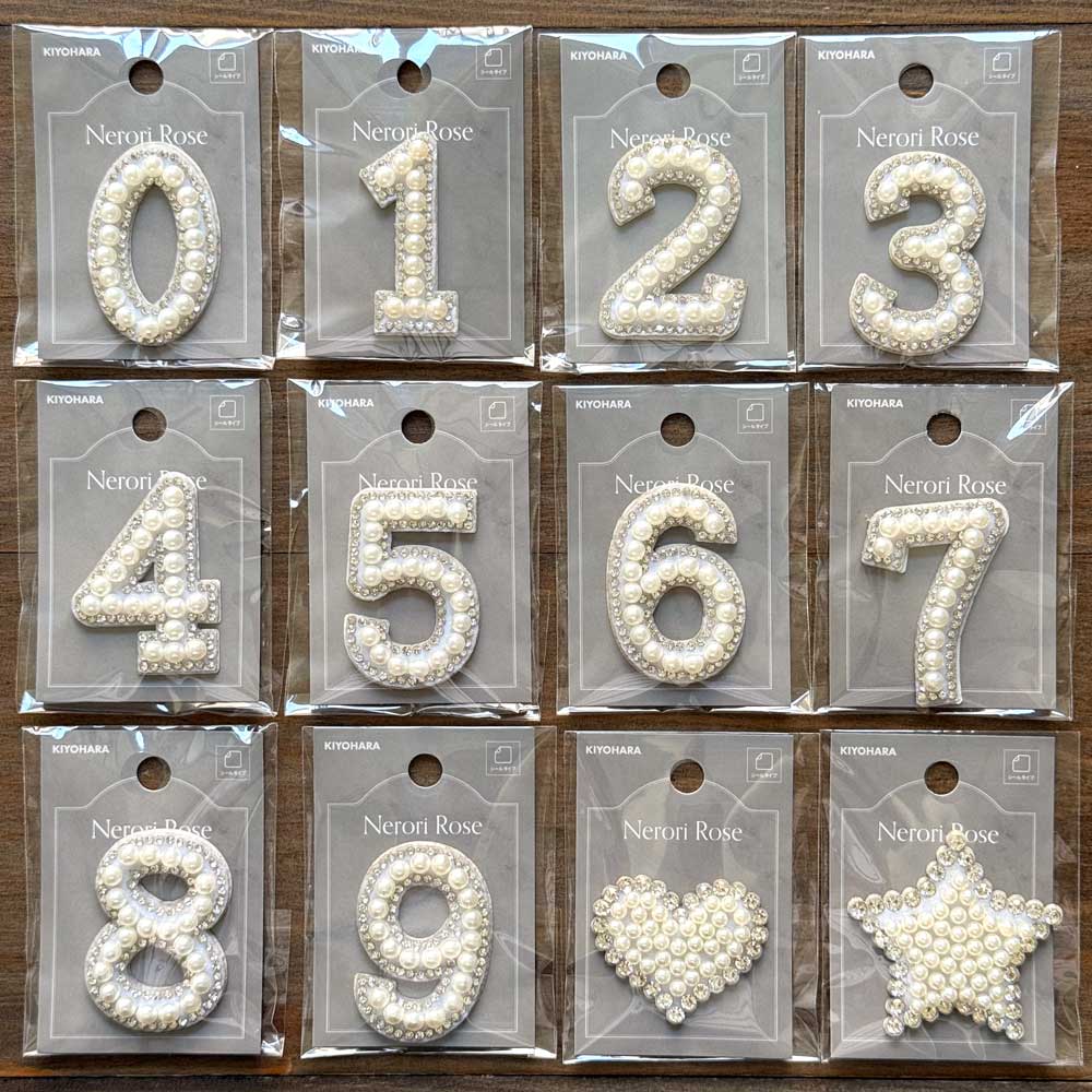 アスティエ John Derian Numbers プラッター ナンバー 数字 パールナンバーシールワッペン 数字 ハート スター 推し活 ネロリ