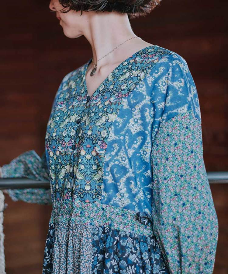 LIBERTY FABRICS リバティプリントを使ったパネル切り替えワンピース