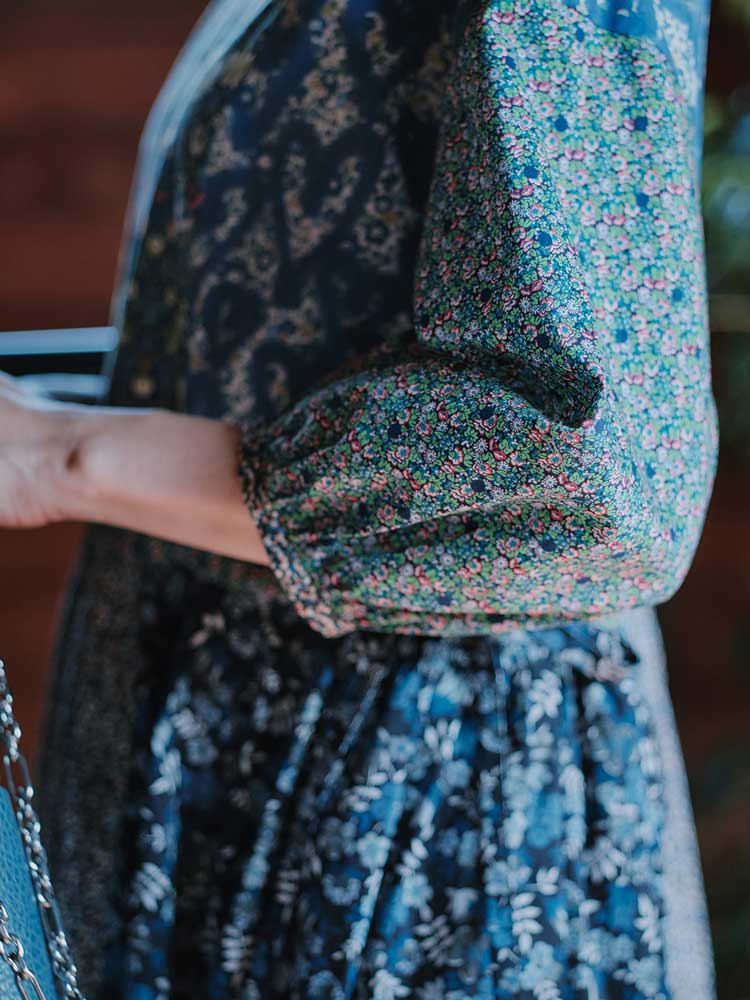 LIBERTY FABRICS リバティプリントを使ったパネル切り替えワンピース