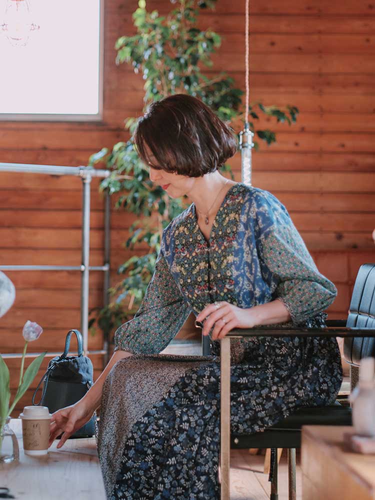 LIBERTY パネル切り替えワンピースキット ブルーグリーン フリーサイズ LIBERTY FABRICS リバティプリントを使ったパネル切り替えワンピース
