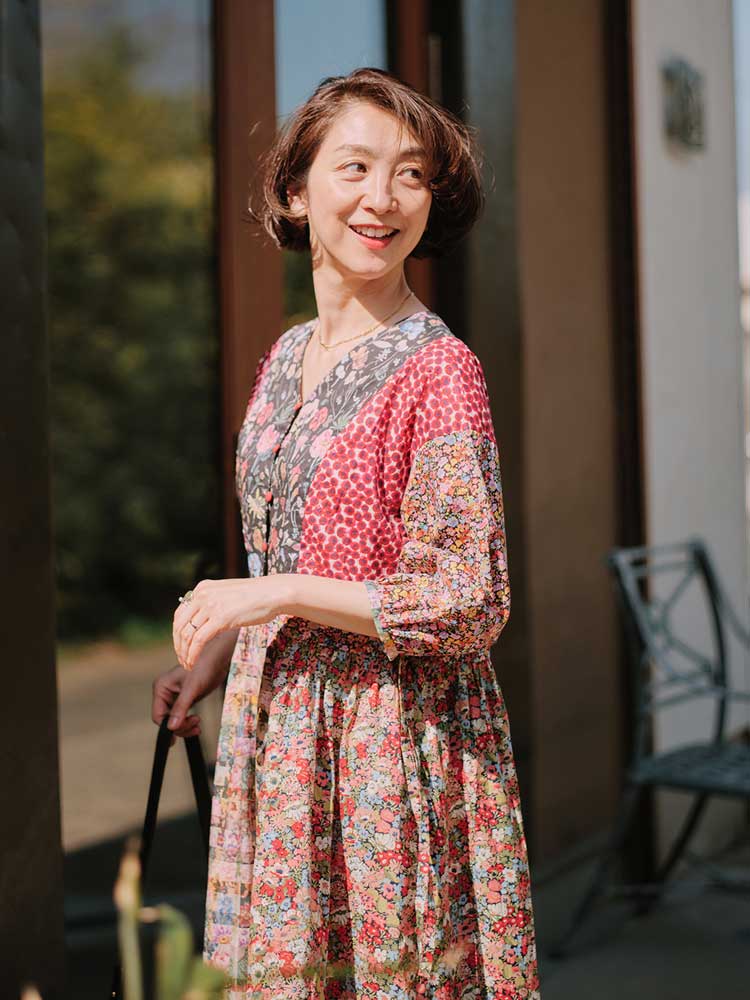 LIBERTY FABRICS リバティプリントを使ったパネル切り替えワンピース