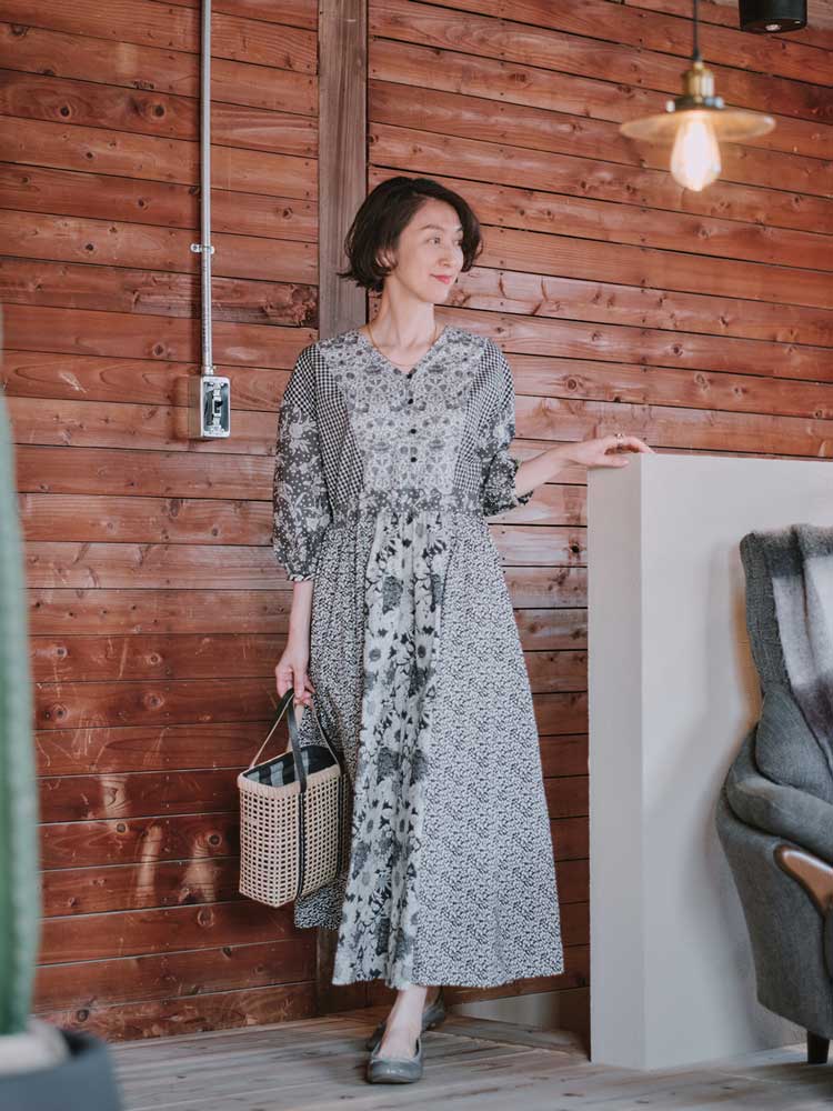 LIBERTY FABRICS リバティプリントを使ったパネル切り替えワンピース