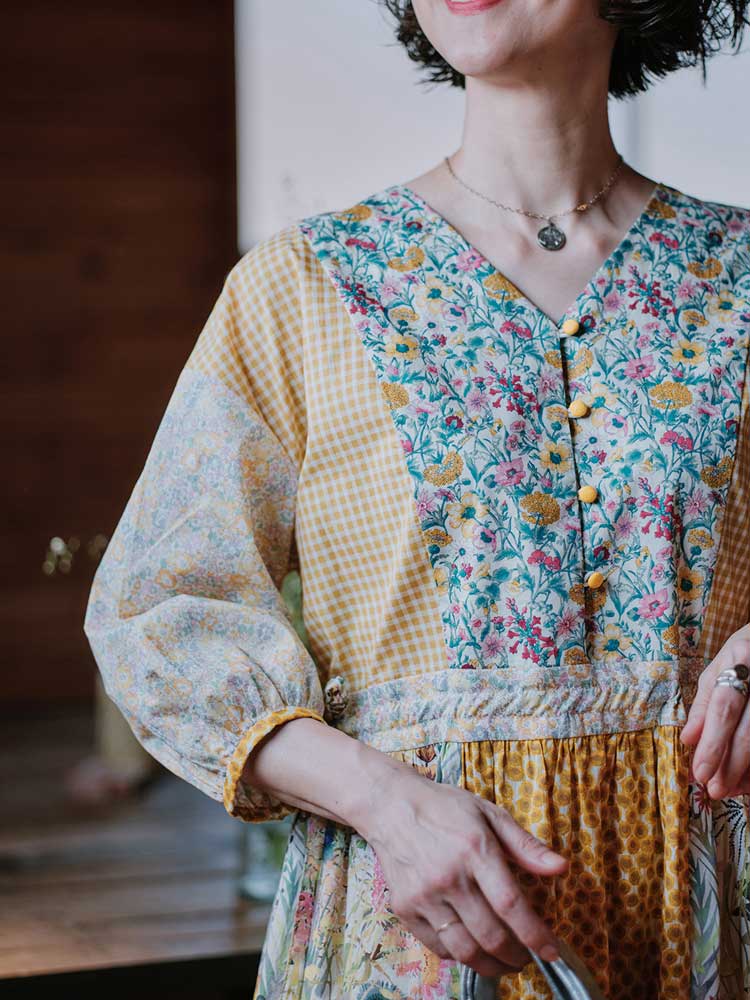 LIBERTY FABRICS リバティプリントを使ったパネル切り替え