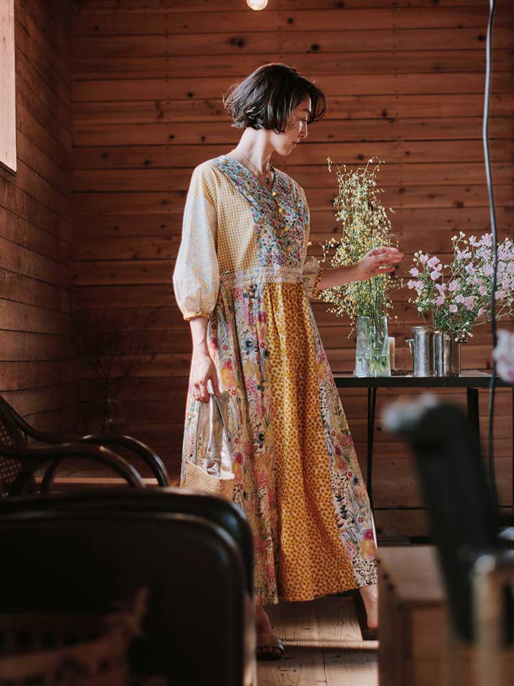 LIBERTY FABRICS リバティプリントを使ったパネル切り替え