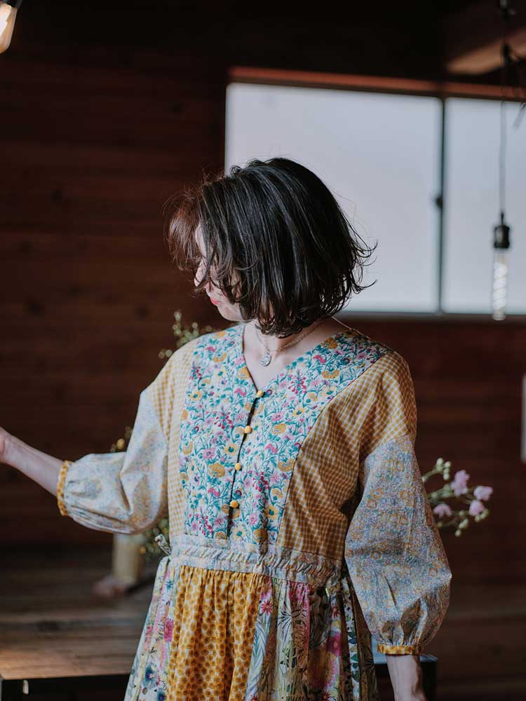 LIBERTY FABRICS リバティプリントを使ったパネル切り替え