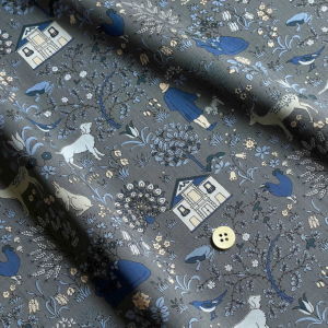 おさいふポーチ　リバティグランドロイオール　ネイビー　薄型財布　長財布　軽量 裁断済み材料キットyasumin×MERCIコラボ リバティプリントおさいふ